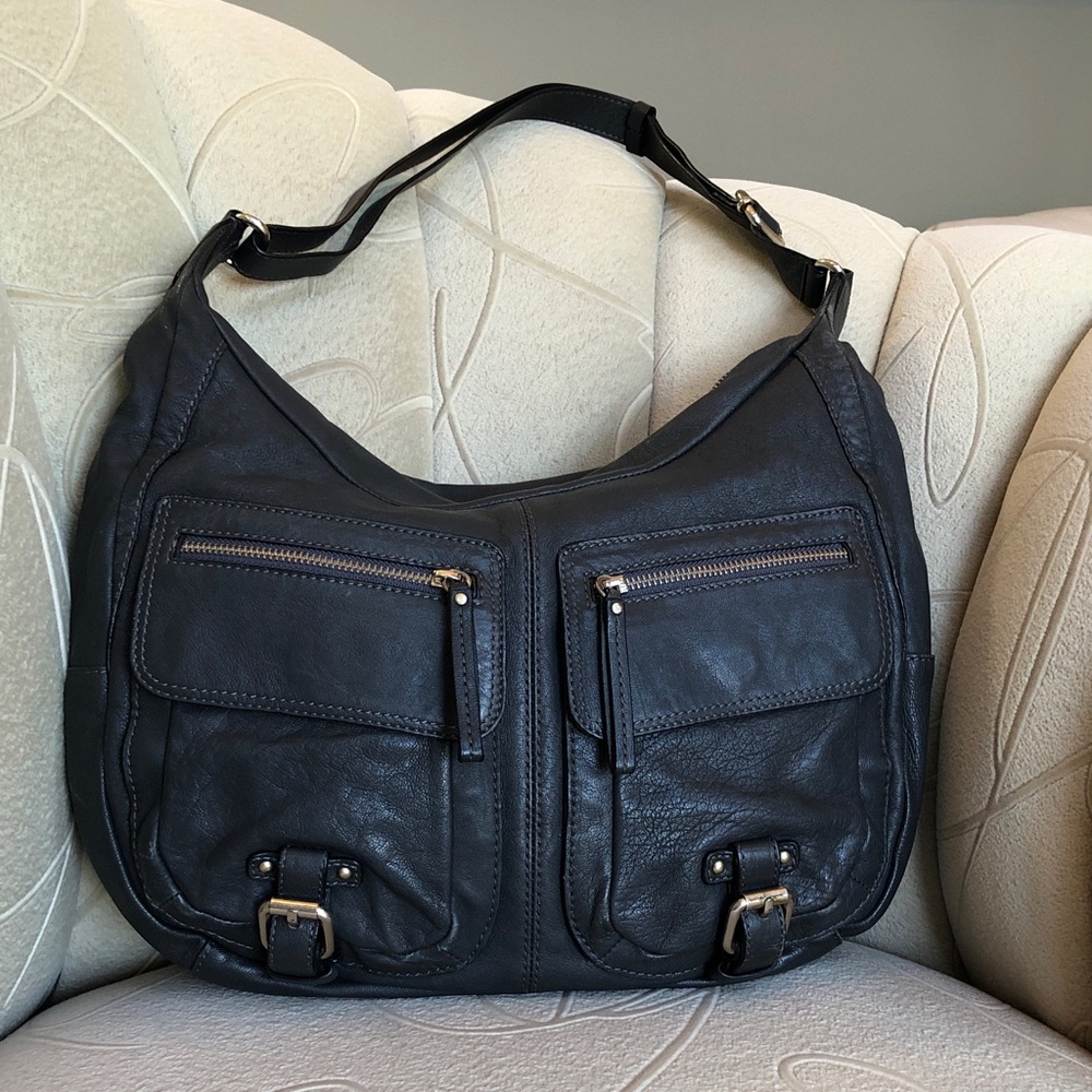 Banana Republic ‘Chelsea’ Dark Grey ITALIAN LEATHER Hobo Bag